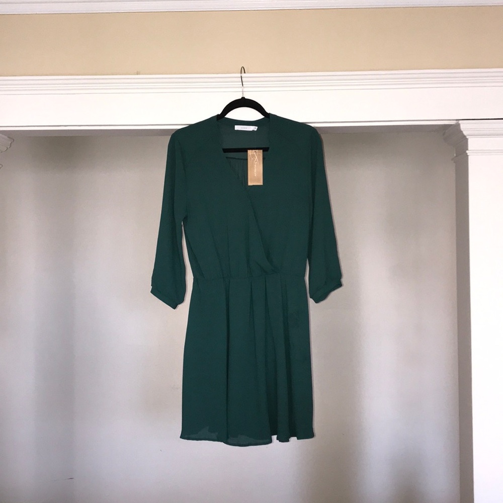 Faux wrap flair skirt dress
